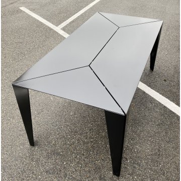 TAVOLO PRANZO RETTANGOLARE DESIGN FERRO VERNICIATO NERO ANNI 80 TABLE MODERNO