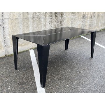 TAVOLO PRANZO RETTANGOLARE DESIGN FERRO VERNICIATO NERO ANNI 80 TABLE MODERNO