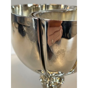 COPPIA COPPA GOBLET CALICE CUORE ARGENTATO Heart to Heart WEDDING ANNIVERSARY