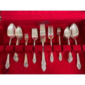 ANTICO SERVIZIO POSATE ROGERS EPOCA 1881 ARGENTATO silverplate SCATOLA DECORO