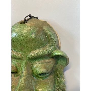 ANTICA SCULTURA MASCHERA VERDE TERRACOTTA TOSCANA GROTTESCA FACCIA VOLTO ANNI 50