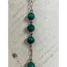 ROSARIO ARGENTO 925 GRANI ø 6 mm  PIETRA MALACHITE VINTAGE COLLEZIONE RELIGIOSO