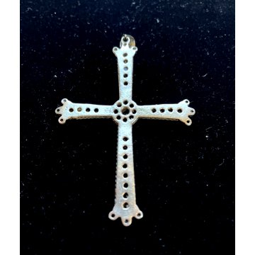 CIONDOLO CROCE CROCEFISSO ARGENTO 925 PIETRE COLOR SMERALDO RUBINO RELIGIOSO