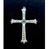 CIONDOLO CROCE CROCEFISSO ARGENTO 925 PIETRE COLOR SMERALDO RUBINO RELIGIOSO