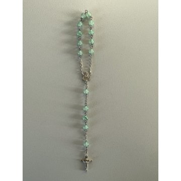 ROSARIO DECINA ARGENTO 925 GRANI ø 6 mm  COLOR VERDE ACQUA COLLEZIONE RELIGIOSO