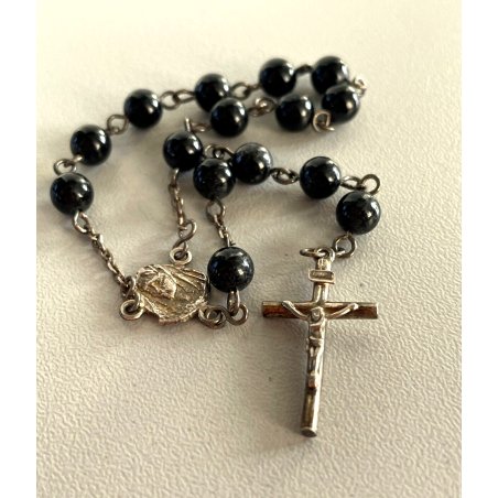 ROSARIO CORONCINA DECINA ARGENTO 925 GRANI ø 6 mm COLOR NERO COLLEZIONE '900