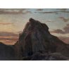 ANTICO GRANDE QUADRO OLIO PAESAGGIO MARINA GOLFO PROMONTORIO ALBA TRAMONTO '800