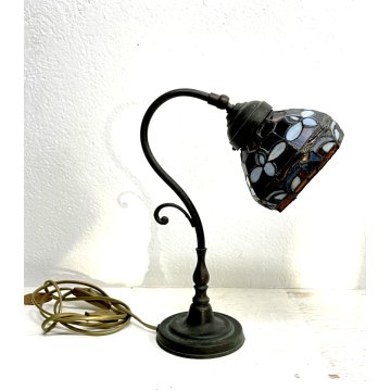 LAMPADA STILE TIFFANY ABATJOUR ART NOUVEAU VINTAGE TABLE LAMP FLOWER 31,5 cm/h