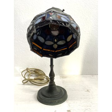 LAMPADA STILE TIFFANY ABATJOUR ART NOUVEAU VINTAGE TABLE LAMP FLOWER 31,5 cm/h