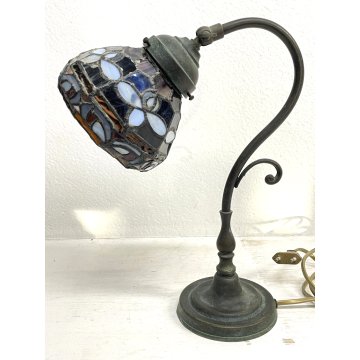 LAMPADA STILE TIFFANY ABATJOUR ART NOUVEAU VINTAGE TABLE LAMP FLOWER 31,5 cm/h