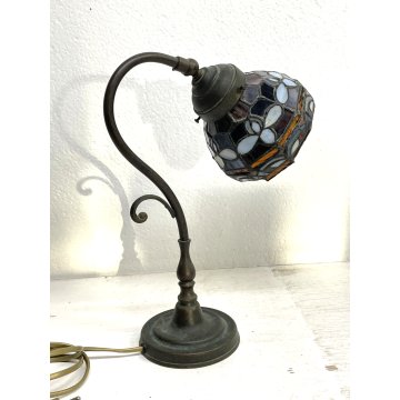 LAMPADA STILE TIFFANY ABATJOUR ART NOUVEAU VINTAGE TABLE LAMP FLOWER 31,5 cm/h