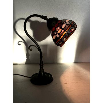 LAMPADA STILE TIFFANY ABATJOUR ART NOUVEAU VINTAGE TABLE LAMP FLOWER 31,5 cm/h