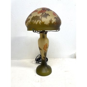 LAMPADA VINTAGE TABLE LAMP ABATJOUR ART NOUVEAU STILE Emile Gallé FUNGO 48cm/h