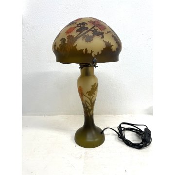 LAMPADA VINTAGE TABLE LAMP ABATJOUR ART NOUVEAU STILE Emile Gallé FUNGO 48cm/h