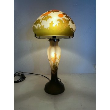 LAMPADA VINTAGE TABLE LAMP ABATJOUR ART NOUVEAU STILE Emile Gallé FUNGO 48cm/h