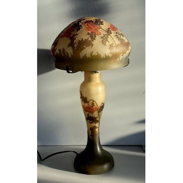 LAMPADA VINTAGE TABLE LAMP ABATJOUR ART NOUVEAU STILE Emile Gallé FUNGO 48cm/h