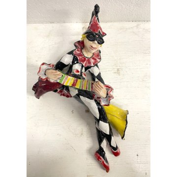 FIGURA CERAMICA VITTORIA MAZZOTTI ALBISOLA M.G.A MASCHERA MUSICISTA PAGLIACCIO