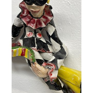 FIGURA CERAMICA VITTORIA MAZZOTTI ALBISOLA M.G.A MASCHERA MUSICISTA PAGLIACCIO