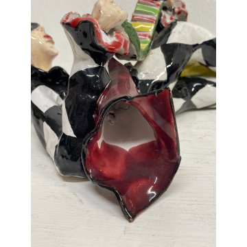 FIGURA CERAMICA VITTORIA MAZZOTTI ALBISOLA M.G.A MASCHERA MUSICISTA PAGLIACCIO