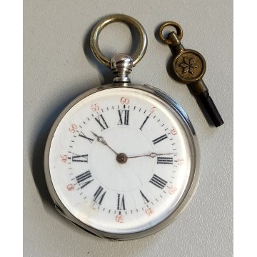 ANTICO OROLOGIO TASCA ARGENTO carica Chiave EPOCA 900 OLD SILVER POCKET WATCH