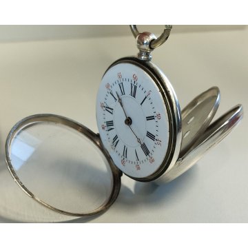 ANTICO OROLOGIO TASCA ARGENTO carica Chiave EPOCA 900 OLD SILVER POCKET WATCH