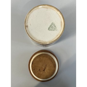 ANTICO VASO ZUCCHERO CERAMICA Deam Laveno DECORO TRANSFER TAPPO LEGNO TEAK '50