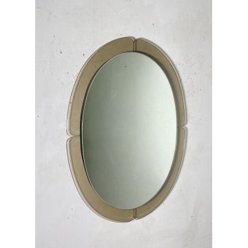 SPECCHIO da PARETE VINTAGE ANNI 70/80 SPECCHIERA OVALE VETRO DESIGN BAGNO MIRROR