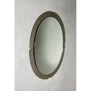 SPECCHIO da PARETE VINTAGE ANNI 70/80 SPECCHIERA OVALE VETRO DESIGN BAGNO MIRROR