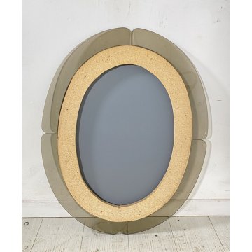 SPECCHIO da PARETE VINTAGE ANNI 70/80 SPECCHIERA OVALE VETRO DESIGN BAGNO MIRROR