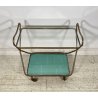 CARRELLO BAR DESIGN ANNI 60 VINTAGE ITALY BAR TROLLEY 2 RIPIANI OLD OTTONE VETRO