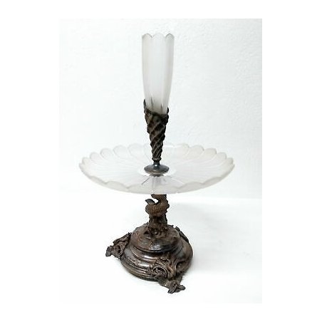 ANTICA ALZATA BROGGI MILANO PIECE DE MILIEU 1800 SHEFFIELD CRISTALLO ARGENTO