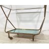 CARRELLO BAR DESIGN ANNI 60 VINTAGE ITALY BAR TROLLEY 2 RIPIANI OLD OTTONE VETRO