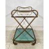 CARRELLO BAR DESIGN ANNI 60 VINTAGE ITALY BAR TROLLEY 2 RIPIANI OLD OTTONE VETRO