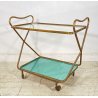 CARRELLO BAR DESIGN ANNI 60 VINTAGE ITALY BAR TROLLEY 2 RIPIANI OLD OTTONE VETRO