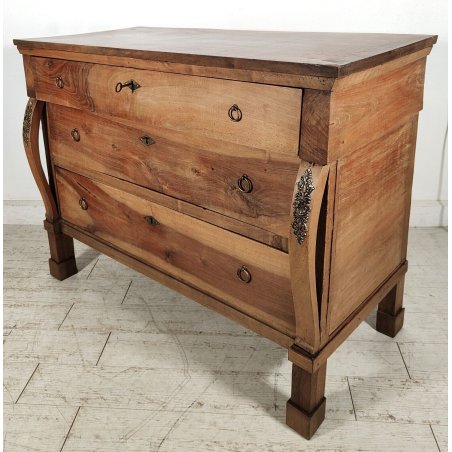 ANTICO COMO IMPERO 3 CASSETTI epoca 800 legno NOCE CASSETTONE MOBILE CASSETTIERA
