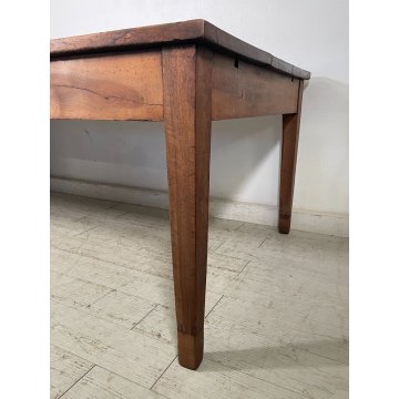 ANTICO GRANDE TAVOLO NOCE MASSELLO 208 cm EPOCA 1700 CASSETTO BANCONE CUCINA