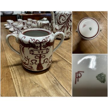 SERVIZIO TE 12 pers PORCELLANA Limoges DECORO GROTTESCHE Personalizzato VB '800