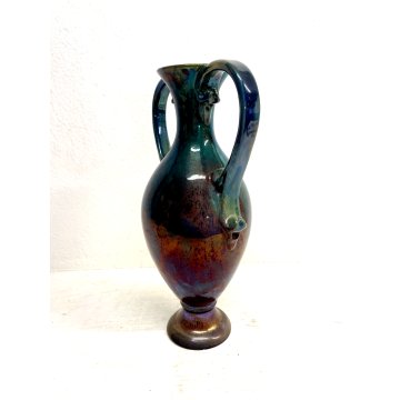 VASO AFORA CERAMICA G. Mazzotti ALBISOLA TERRACOTTA LUSTRI METALLICI 29 cm/h '60