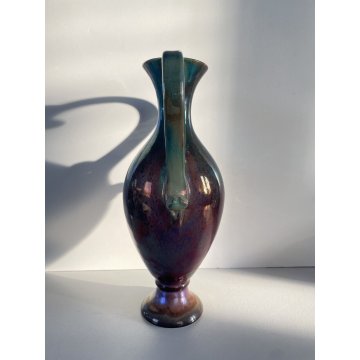 VASO AFORA CERAMICA G. Mazzotti ALBISOLA TERRACOTTA LUSTRI METALLICI 29 cm/h '60