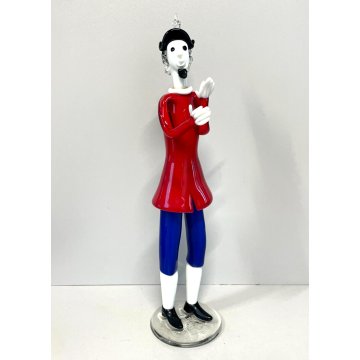 SCULTURA FIGURA Musicista VETRO MURANO DESIGN Fulvio Bianconi VENINI 34 cm/h '50