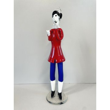 SCULTURA FIGURA Musicista VETRO MURANO DESIGN Fulvio Bianconi VENINI 34 cm/h '50