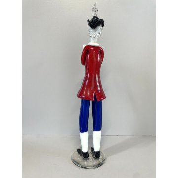 SCULTURA FIGURA Musicista VETRO MURANO DESIGN Fulvio Bianconi VENINI 34 cm/h '50