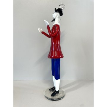 SCULTURA FIGURA Musicista VETRO MURANO DESIGN Fulvio Bianconi VENINI 34 cm/h '50