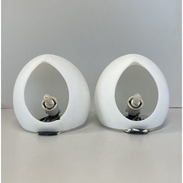 COPPIA LAMPADE PARETE LEUCOS Golf P1 DESIGN WALL LAMP VETRO SATINATO BIANCO '90