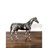 SCULTURA FIGURA CAVALLO in LAMINA METALLO COLOR ARGENTO FIGURE HORSE VINTAGE