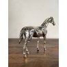 SCULTURA FIGURA CAVALLO in LAMINA METALLO COLOR ARGENTO FIGURE HORSE VINTAGE