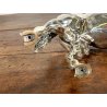SCULTURA FIGURA CAVALLO in LAMINA METALLO COLOR ARGENTO FIGURE HORSE VINTAGE