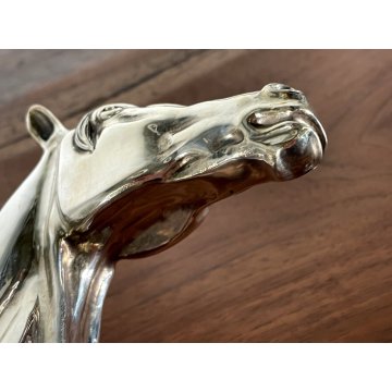 SCULTURA FIGURA CAVALLO in LAMINA METALLO COLOR ARGENTO FIGURE HORSE VINTAGE