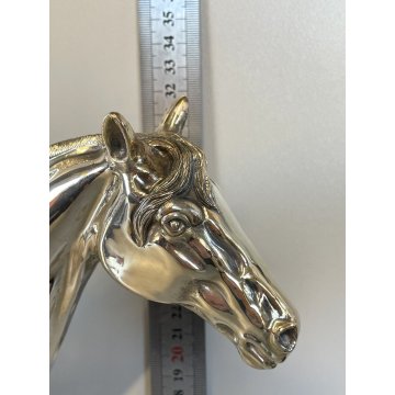 SCULTURA FIGURA CAVALLO in LAMINA METALLO COLOR ARGENTO FIGURE HORSE VINTAGE