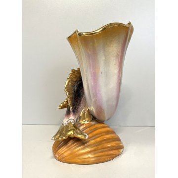 VASO SCULTURA CERAMICA POLICROMA PESCE CORNUCOPIA La Querceto SESTO FIORENTINO